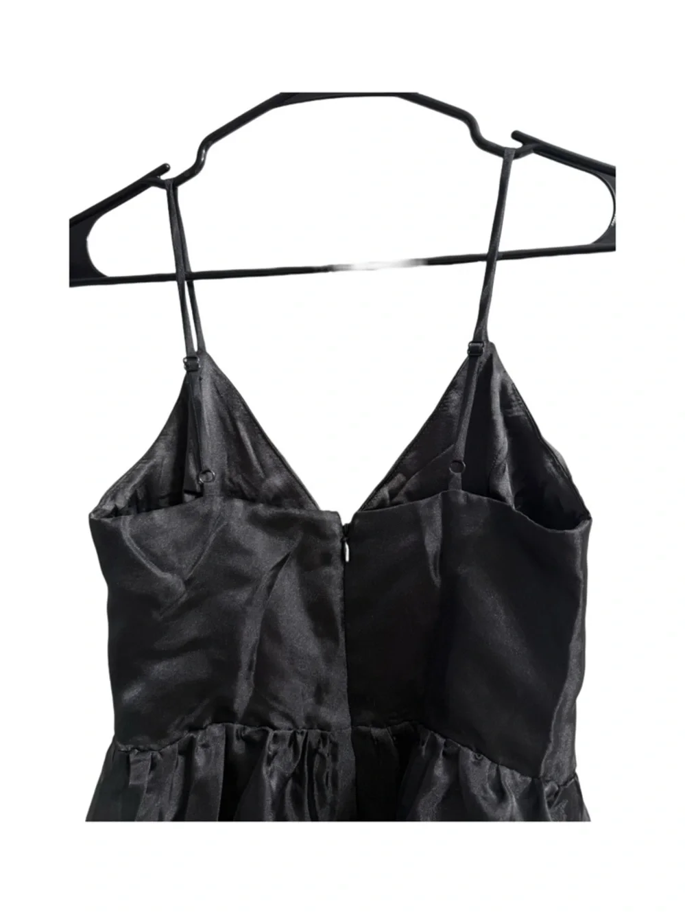 Lulu's Black Satin Maxi Dress with Front Keyhole and High Slit - Picture 4 of 7